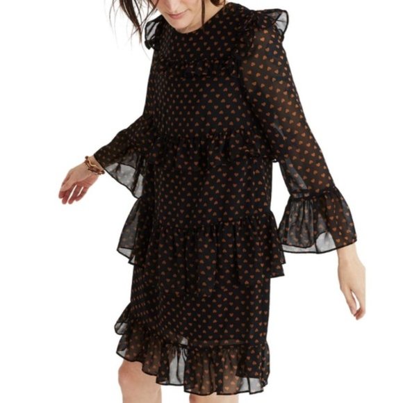 Madewell Silk Waterlily Tiered Ruffle Shirt Dress - Picture 4 of 5